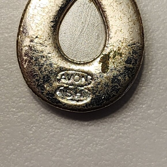 Avon Vintage Burnished Silver Tone Yellow Stone Drop Dangle Earrings - Picture 10 of 13